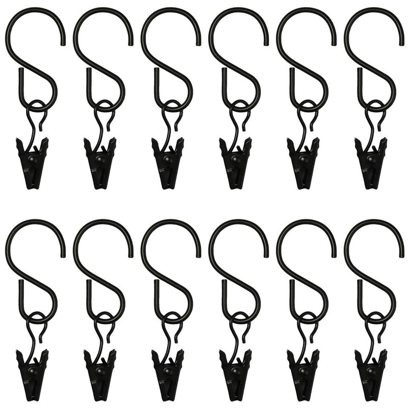 Millennial Essentials Curtain Clips with Hook for Curtain, Photos, Home Decoration, Arts and Craft Display, Party String Light, Outdoor Wire Holder, Black 25 Pack - Image 1